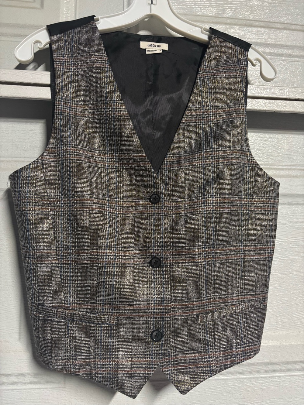 Jason Wu Brown & Gray Plaid Waistcoat Vest size m